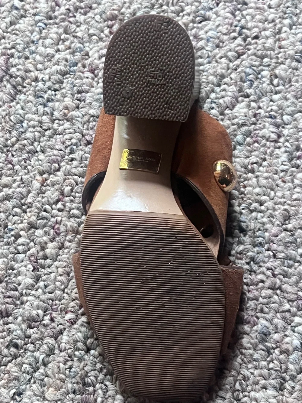 Michael Kors Brown Suede Grommet Block Heel Mules